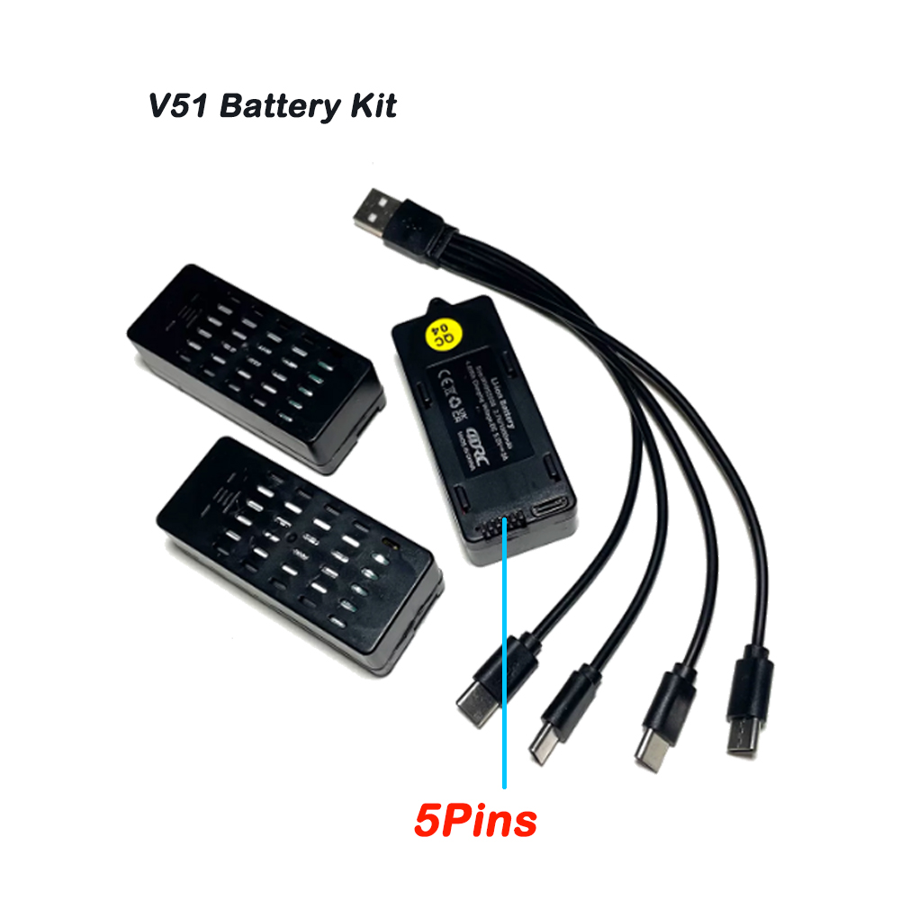 Drone Racing Charger - 3 قطع بطارية 4D-V51 بجهد 3.7