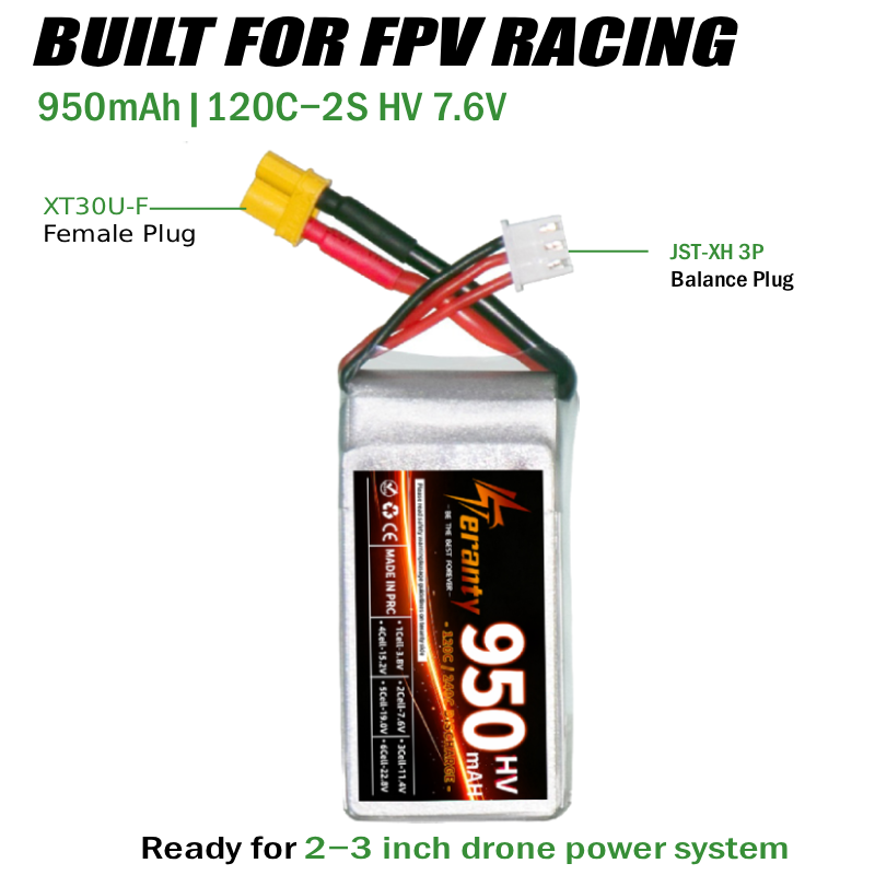 بطارية تيرانتي 2S HV 7.6V 950m - مراجعة Drone Racing Charger وسعره